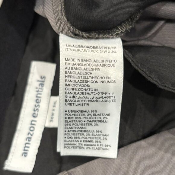 Essentials Slim Fit Chino Pants 34x34 Gray Stretch Casual‎ Menswear ✨ - Picture 5 of 5